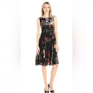 Betsey Johnson burn out velvet crepe floral mid dress size 10 grunge whimsigod